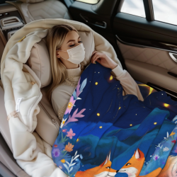 280g Flannel Fuzzy Blanket (Horizontal Style) with Fox Pattern