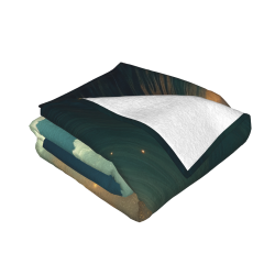 Couverture en flanelle polaire 280g (horizontale) - Motif vague et voilier
