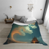 280g Flanell-Wolldecke (waagerecht) - Welle und Segelschiff Muster