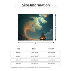 280g Flanell-Wolldecke (waagerecht) - Welle und Segelschiff Muster
