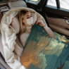 280g Flannel Fleece Blanket (Horizontal) - Wave and Sailboat Pattern
