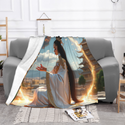 Couverture en flanelle 280g (style horizontal) - Motif fée style ancien