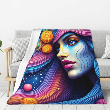 280g Flannel Fleece Blanket (Vertical Style) Art Pattern Blanket