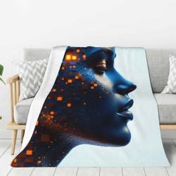 Couverture en Flanelle Portraits Songeuse - Okomall