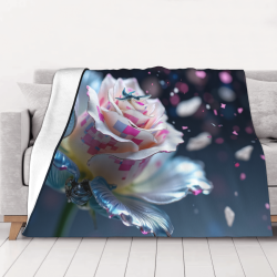 Coperta in Flanella con Motivo di Petali da Sogno - Okomall