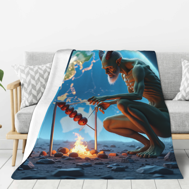 280g Flannel Fleece Blanket (Vertical Style) с узором:签子 - 吃鬼