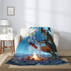 Couverture en flanelle polaire 280g (style vertical) avec motif démon mangeur de brochettes