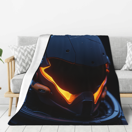 Couette Flanelle Verticale 280g (Motif Casque de Science-Fiction)