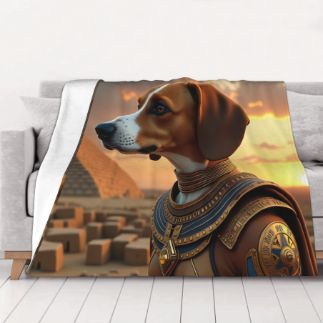 280g Flannel Fleece Blanket (Egyptian Style Dog Pattern)