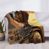 280g Flannel Fleece Blanket (Egyptian Style Dog Pattern)