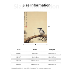 Coperta in Pile da 280g (Stile Verticale) con Motivo Uccello su Ramo
