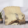 280g Flannel Fuzzy Blanket (Horizontal) with Chinese Flower and Bird Pattern, Comfortable and Warm