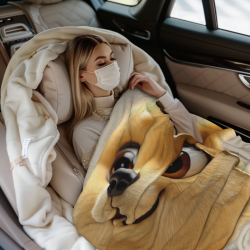 Drap de flanelle de 280 g (Horizontal) avec motif de chien mignon