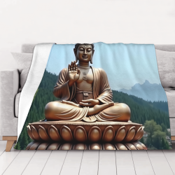 Coperta in flanella da 280 g (stile orizzontale) con motivo di Buddha