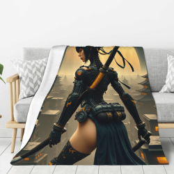 Couverture en flanelle douce de 280 g (style vertical) avec motif de science - fiction, confortable et chaude