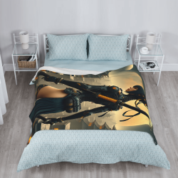 Couverture en flanelle douce de 280 g (style vertical) avec motif de science - fiction, confortable et chaude
