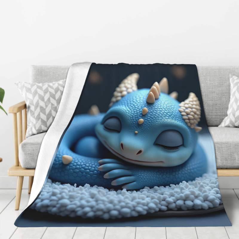 280g 縦型フランネルブランケット - かわいいドラゴン柄