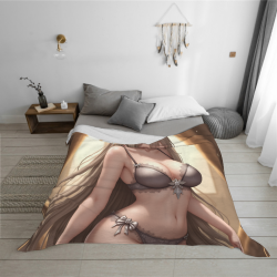Manta de franela horizontal de 280g con impresión de personaje de belleza sexy de anime
