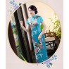 Robe de style chinois améliorant l'élégance du cheongsam, robe longue en soie imprimée rétro pour femmes, tenue de tous les jours, tenue de banquet et de spectacle.