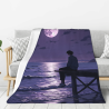 Coperta in flanella 280g con stampa lato singolo del motivo di una tranquilla notte di luna