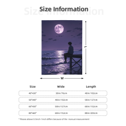 Coperta in flanella 280g con stampa lato singolo del motivo di una tranquilla notte di luna