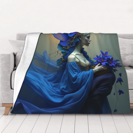 Manta de franela polar de 280 g: Patrón de mujer con falda azul, una buena opción para la comodidad y la calidez