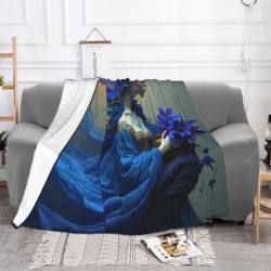 280g Fleece-Decke aus Flanell: Muster einer Frau in einem blauen Kleid, eine gute Wahl für Komfort und Wärme