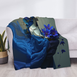 280g Fleece-Decke aus Flanell: Muster einer Frau in einem blauen Kleid, eine gute Wahl für Komfort und Wärme
