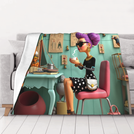 Coperta in flanella polare da 280 g (Stile orizzontale) Versione con Motivo Moda