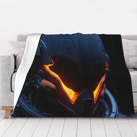 Coperta in flanella polare 280g (stile orizzontale) disegno elmetto di scienza fiction