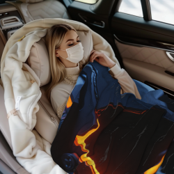 Coperta in flanella polare 280g (stile orizzontale) disegno elmetto di scienza fiction