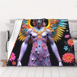 Coperta in flanella da 280 g (orizzontale) con motivo di personaggi fantastici, confortevole e calda