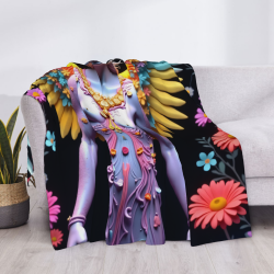 환상 캐릭터 패턴이 있는 280g 플란넬 담요 (수평), 편안하고 따뜻함