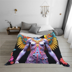 Coperta in flanella da 280 g (orizzontale) con motivo di personaggi fantastici, confortevole e calda
