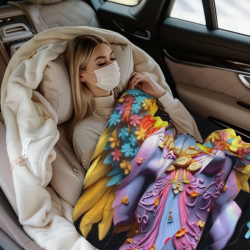 Coperta in flanella da 280 g (orizzontale) con motivo di personaggi fantastici, confortevole e calda