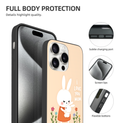 iPhone 15/Pro/Max 萌兔花卉手機殼 - okomall