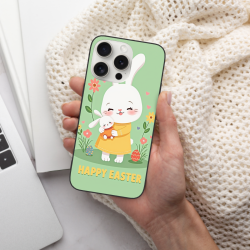 Custodia per iPhone 15/Pro/Max con coniglietti e fiori - OKOMALL