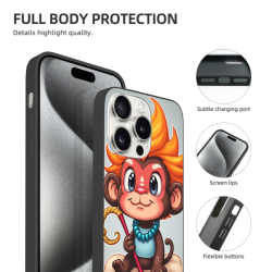 Custodia per iPhone 15/15 Pro/15 Pro Max con motivo di scimmietta carina - OKOMALL