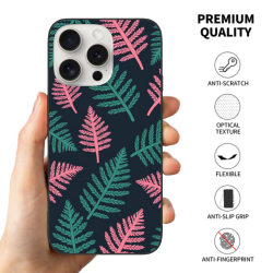 Funda para iPhone 15/Pro/Max "Secreto del Bosque" - Patrón de helechos esmeralda | okomall