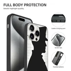 Funda para iPhone 15/Pro/Max con retrato blanco y negro minimalista - okomall.com