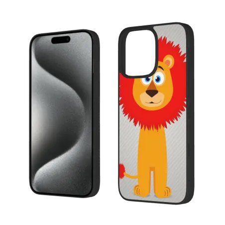 iPhone 15/Pro/Max用カートゥーンライオン柄ケース - OKOMALL
