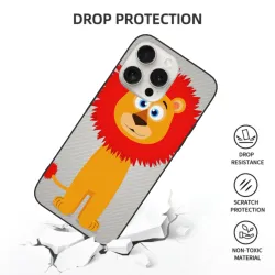 iPhone 15/Pro/Max用カートゥーンライオン柄ケース - OKOMALL