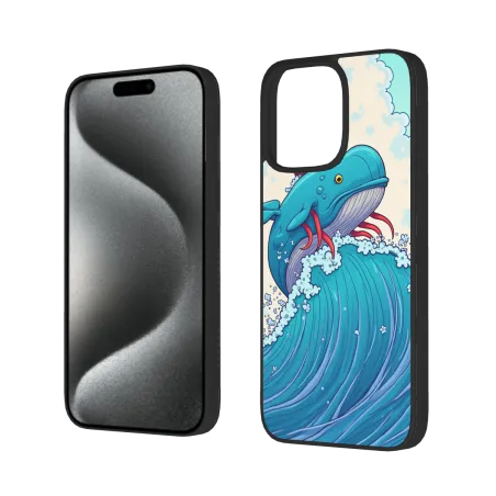 iPhone 15/Pro/Max クジラ波スマホケース - okomall