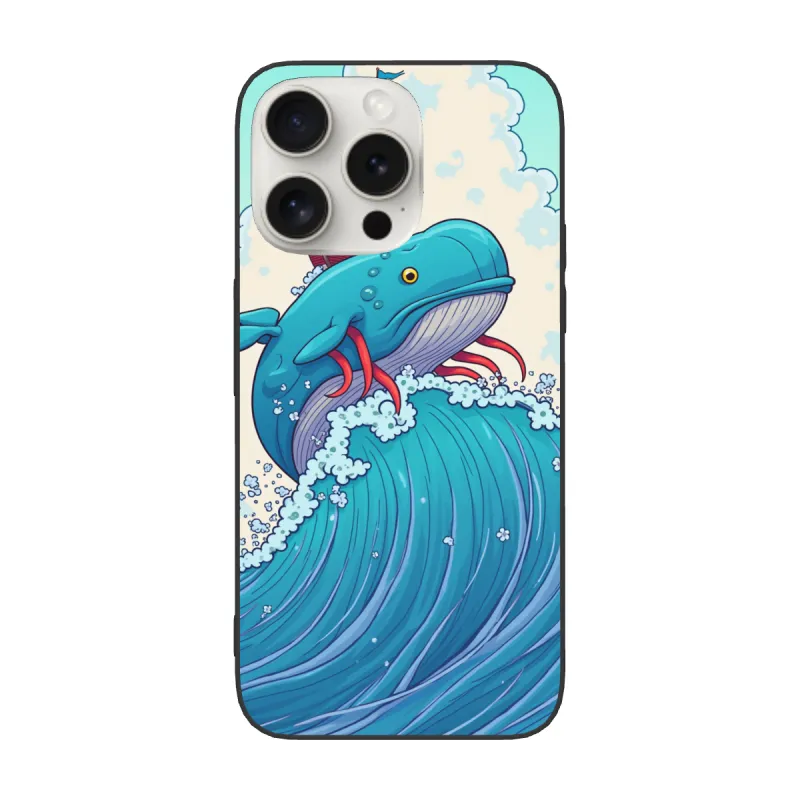 iPhone 15/Pro/Max クジラ波スマホケース - okomall