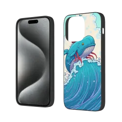 iPhone 15/Pro/Max クジラ波スマホケース - okomall