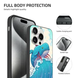 iPhone 15/Pro/Max クジラ波スマホケース - okomall