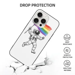 iPhone 15/Pro/Max 宇宙飛行士レインボー旗ケース - OKOMALL