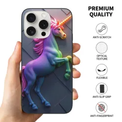 iPhone 15/Pro/Max レインボーユニコーンフォンケース - OKOMALL