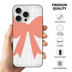 iPhone 15/Pro/Max かわいいギンガムチェックリボン スマホケース - OKOMALL