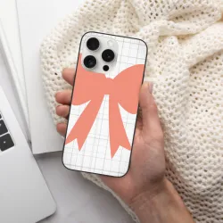 iPhone 15/Pro/Max かわいいギンガムチェックリボン スマホケース - OKOMALL